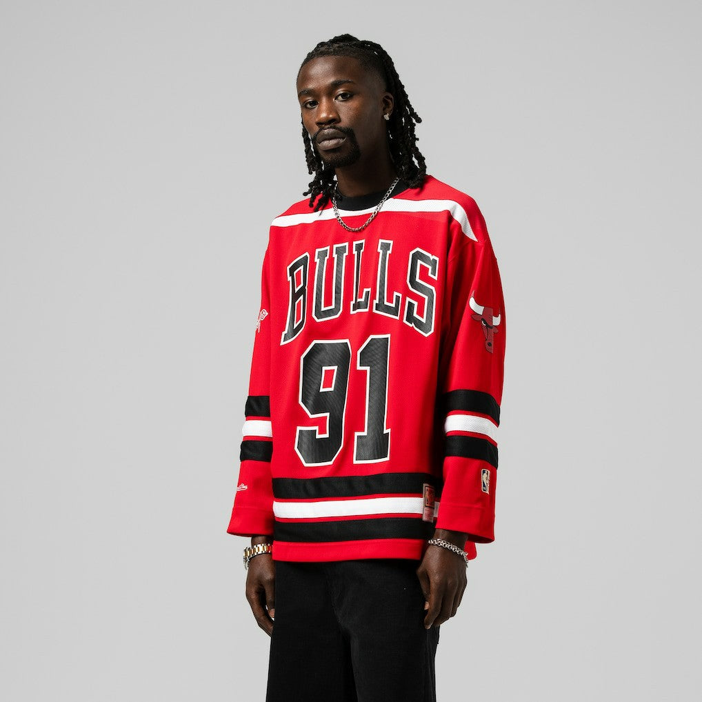 Dennis Rodman Chicago Bulls Unisex Maxxed Out Fashion Hockey Jersey sale - Red outlet