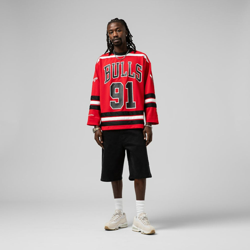 Dennis Rodman Chicago Bulls Unisex Maxxed Out Fashion Hockey Jersey sale - Red outlet