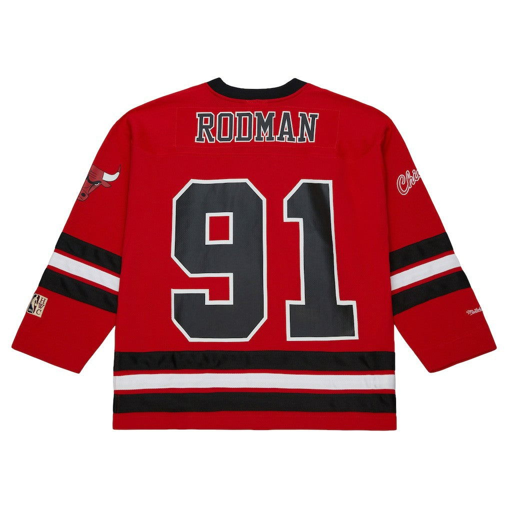 Dennis Rodman Chicago Bulls Unisex Maxxed Out Fashion Hockey Jersey sale - Red outlet