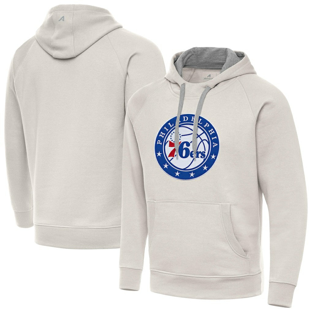 Philadelphia 76ers Antigua Big Logo Victory Pullover Hoodie - Cream online