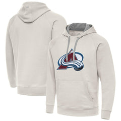Colorado Avalanche Antigua Big Logo Victory Pullover Hoodie - Cream Hoodies