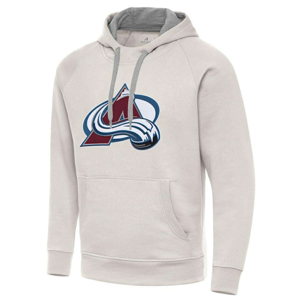 Colorado Avalanche Antigua Big Logo Victory Pullover Hoodie - Cream Hoodies