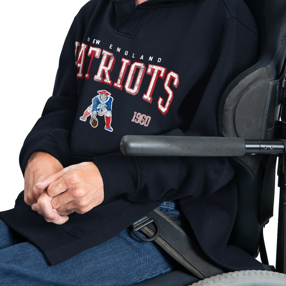 New England Patriots G-III Sports by Carl Banks Adaptive Team Spirit Graphic Fleece Pullover Hoodie - Navy on sale
