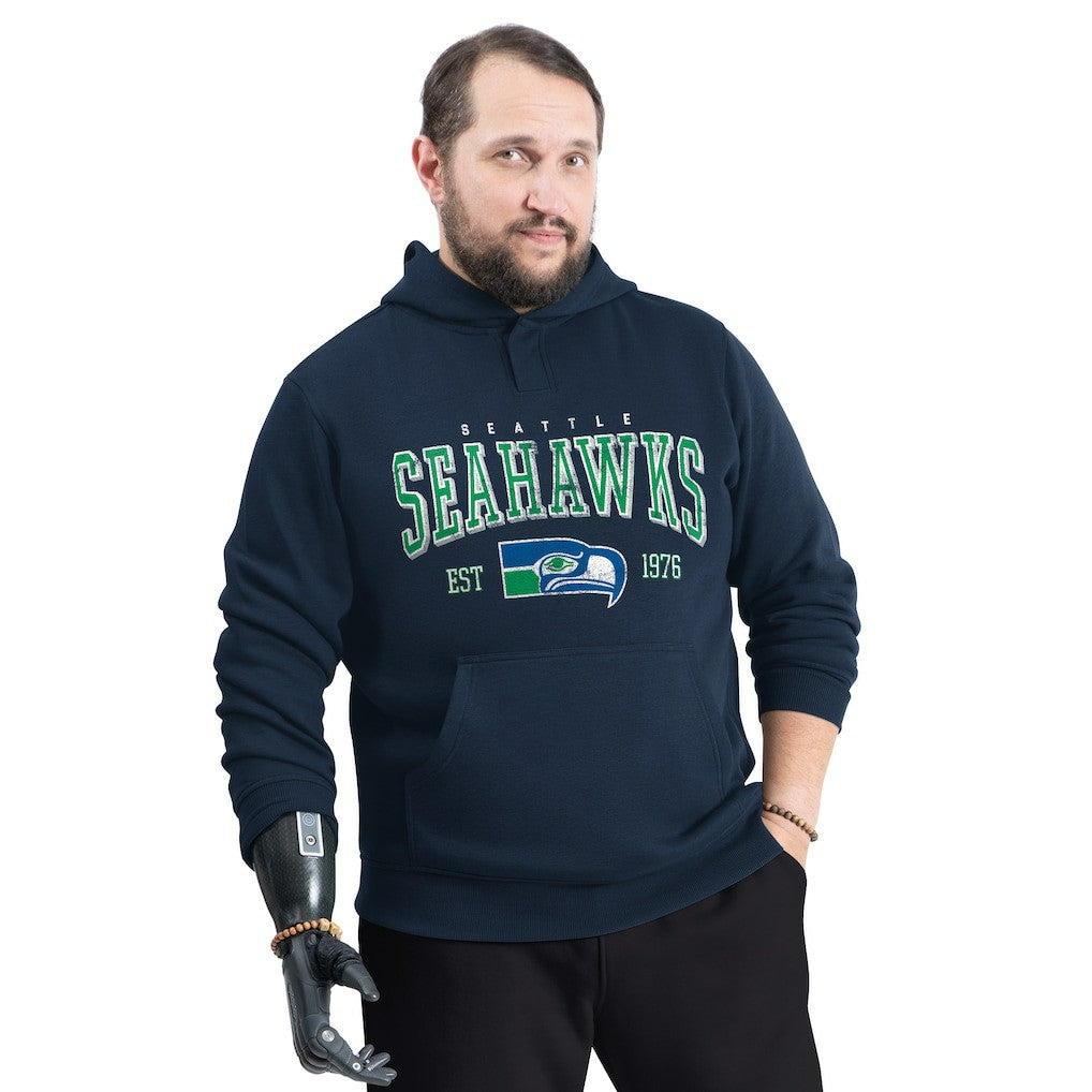 Seattle Seahawks G-III Sports by Carl Banks Adaptive Team Spirit Graphic Fleece Pullover Hoodie - College Navy for sale
