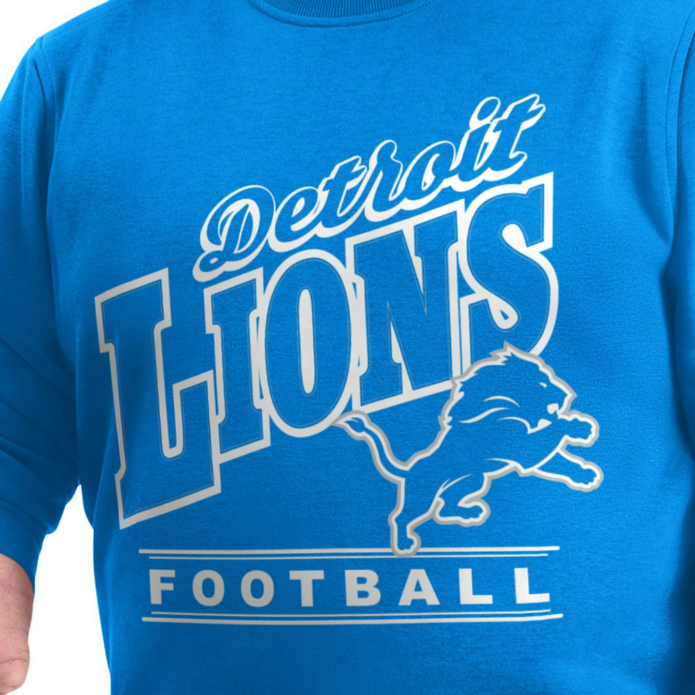 Detroit Lions G-III Sports by Carl Banks Adaptive Headliner Team Name Graphic Fleece Pullover Sweatshirt - Blue outlet