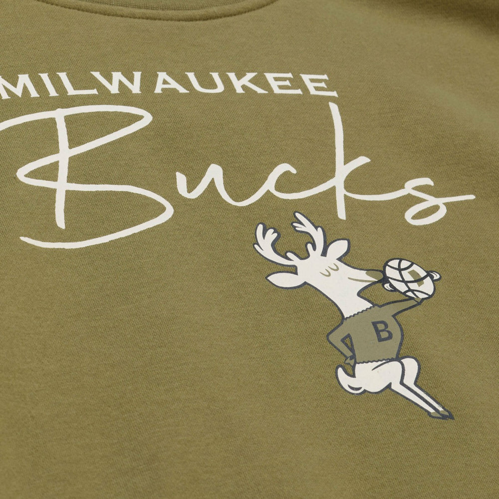 Milwaukee Bucks Women's Lightweight Script Sweatshirt - Olive sale