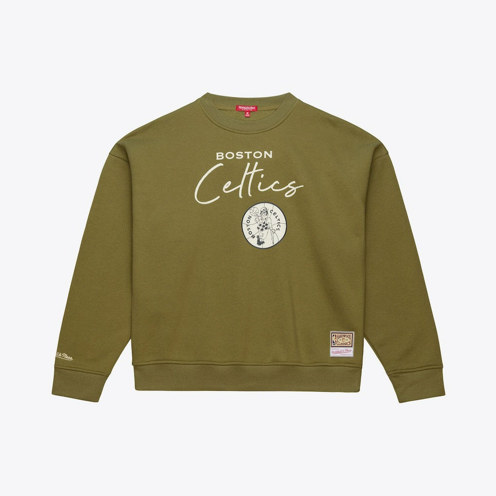 Boston Celtics Women's Lightweight Script Sweatshirt - Olive shop