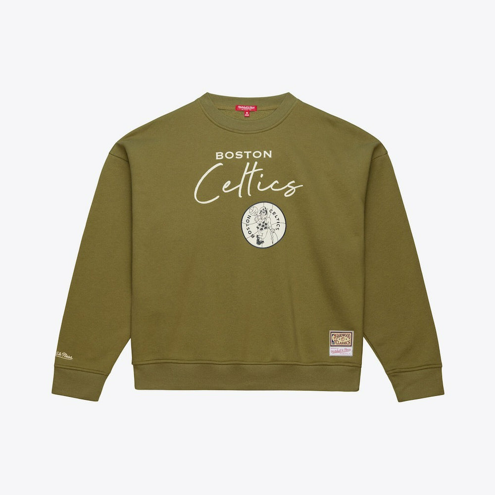 Boston Celtics Women's Lightweight Script Sweatshirt - Olive shop