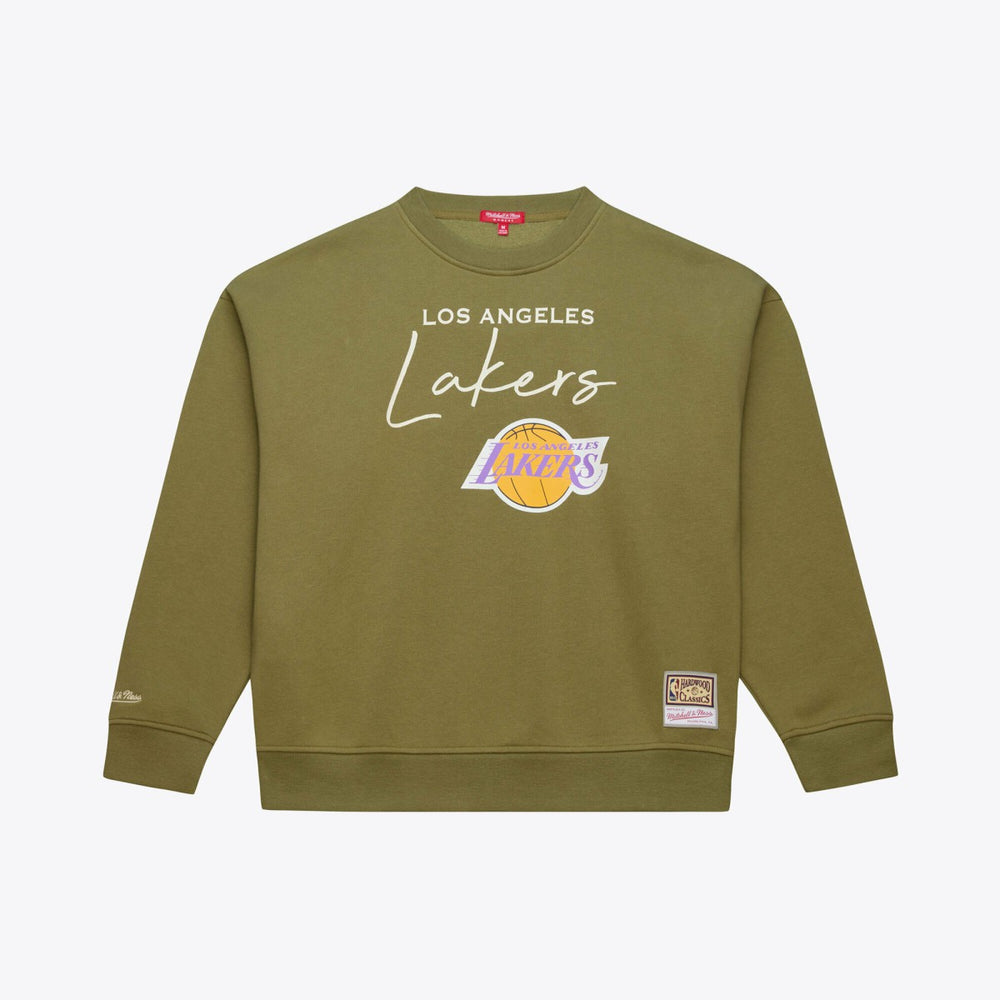Los Angeles Lakers Women's Lightweight Script Sweatshirt - Olive outlet