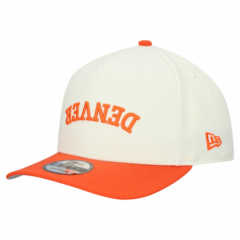 Denver Broncos New Era Upside Down 9FIFTY A-Frame Snapback Hat - Cream sale