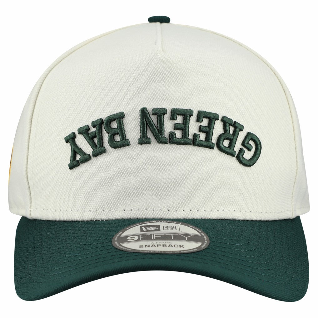 Green Bay Packers New Era Upside Down 9FIFTY A-Frame Snapback Hat - Cream for sale