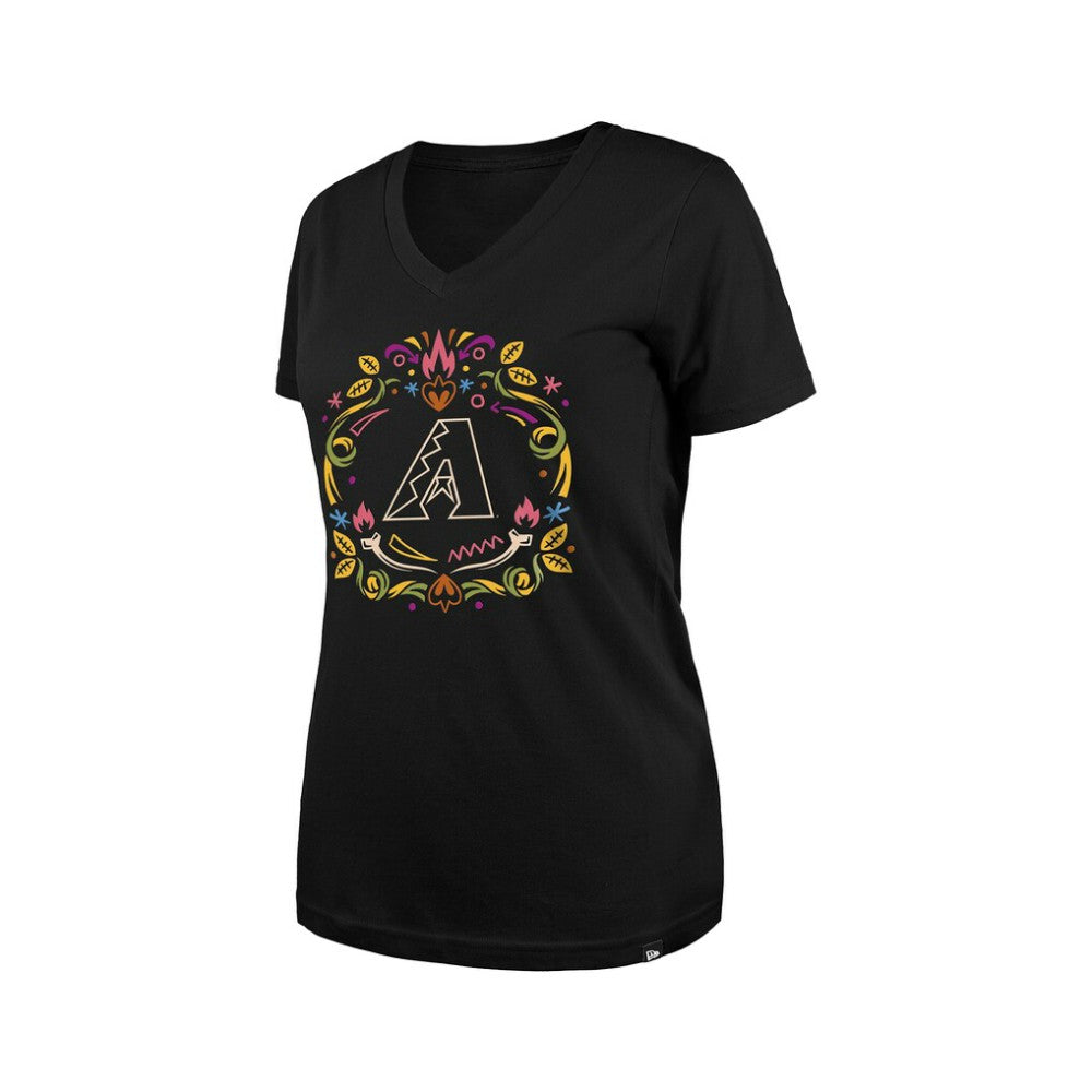 Arizona Diamondbacks Women's Día de los Muertos V-Neck T-Shirt Black