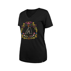 Arizona Diamondbacks Women's Día de los Muertos V-Neck T-Shirt Black