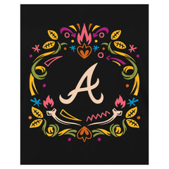 Atlanta Braves Women's Día de los Muertos V-Neck T-Shirt Black