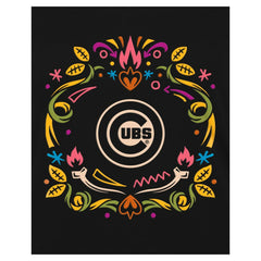 Chicago Cubs Women's Día de los Muertos V-Neck T-Shirt Black