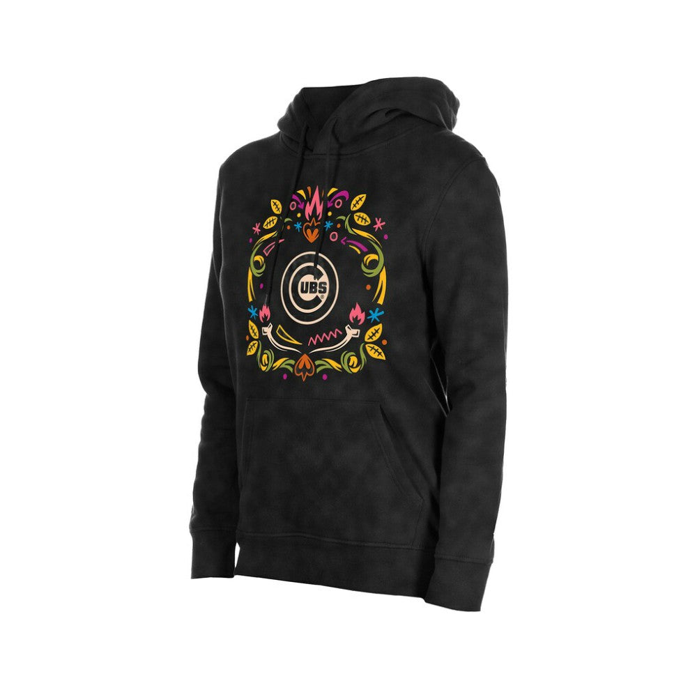 Chicago Cubs Women's Día de Muertos Mineral Wash Hoodie Sweatshirt Black
