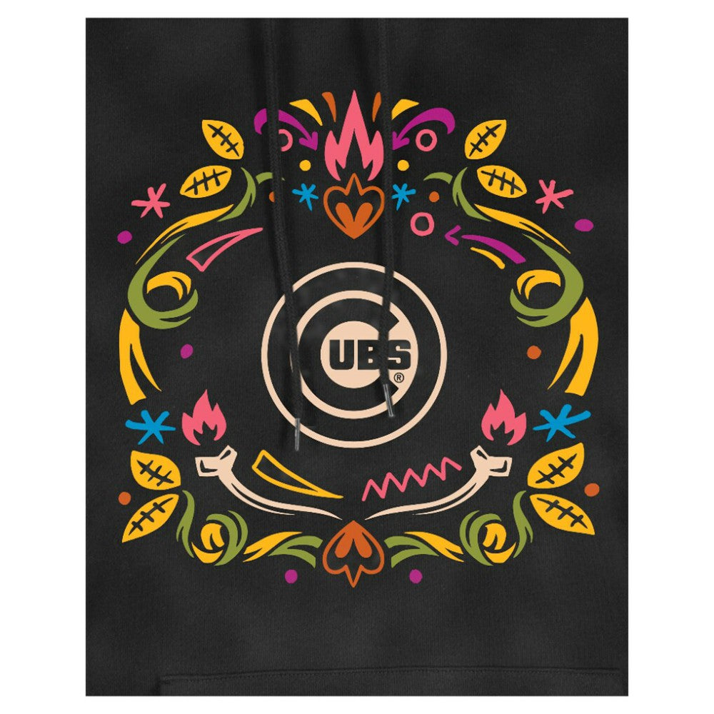 Chicago Cubs Women's Día de Muertos Mineral Wash Hoodie Sweatshirt Black