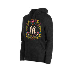New York Yankees Women's Día de Muertos Mineral Wash Hoodie Sweatshirt Black