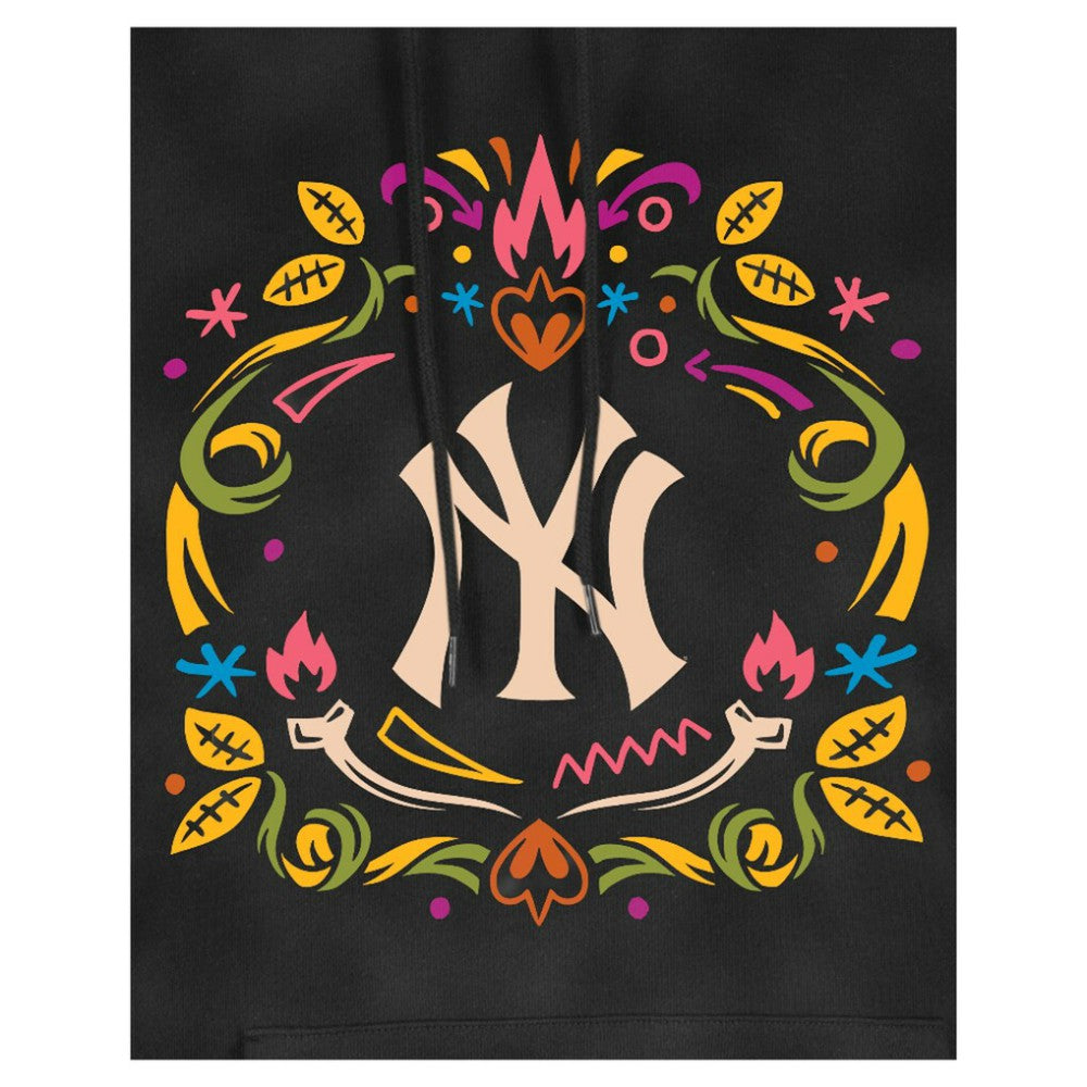 New York Yankees Women's Día de Muertos Mineral Wash Hoodie Sweatshirt Black