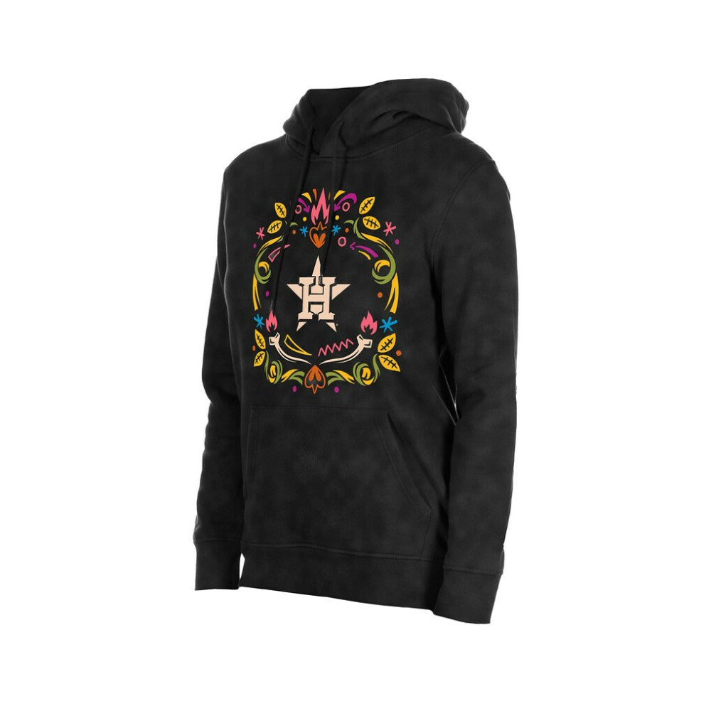 Houston Astros Women's Día de Muertos Mineral Wash Hoodie Sweatshirt Black