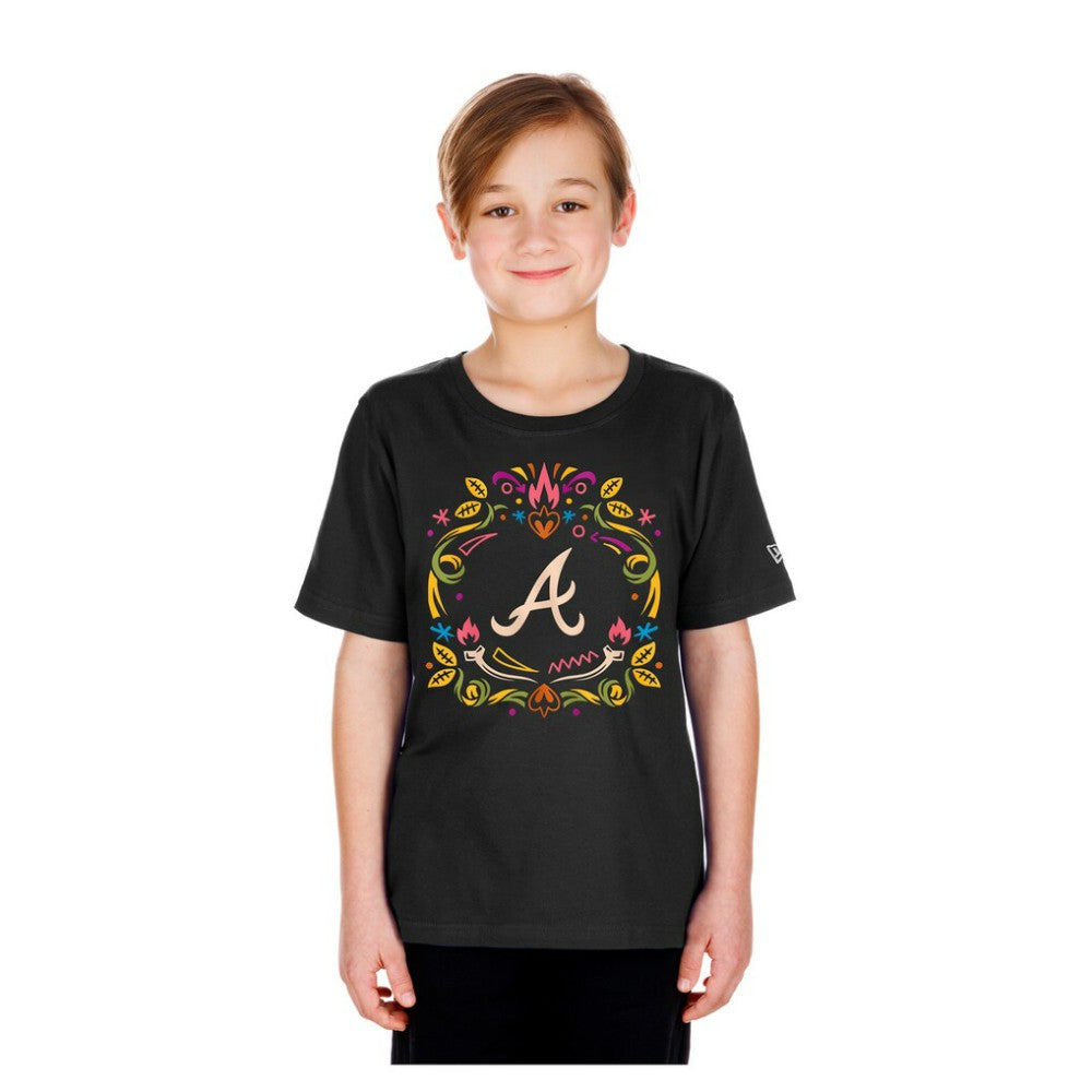 Atlanta Braves Youth Día de los Muertos T-Shirt Black