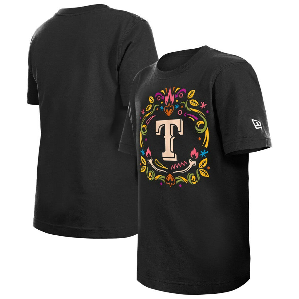 Texas Rangers Youth Día de los Muertos T-Shirt Black