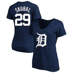 Tarik Skubal Detroit Tigers Profile Women's Plus Size Name & Number V-Neck T-Shirt Navy