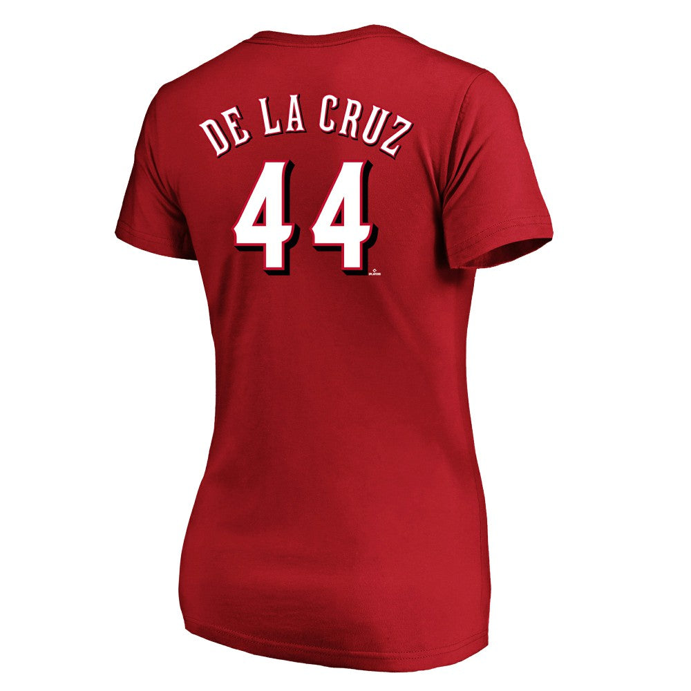 Elly De La Cruz Cincinnati Reds Profile Women's Plus Size Name & Number V-Neck T-Shirt Red