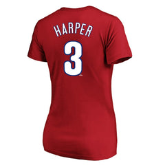 Bryce Harper Philadelphia Phillies Profile Women's Plus Size Name & Number V-Neck T-Shirt Red