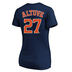 Jose Altuve Houston Astros Profile Women's Plus Size Name & Number V-Neck T-Shirt Navy