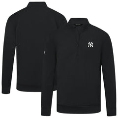 New York Yankees Levelwear Upright Insignia Tri-Blend Quarter-Zip Pullover Black
