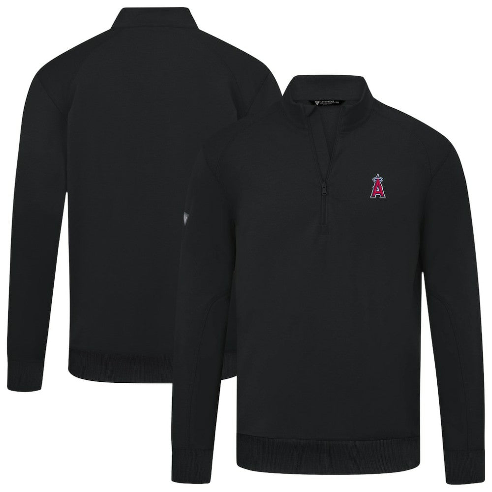 Los Angeles Angels Levelwear Upright Insignia Tri-Blend Quarter-Zip Pullover Black