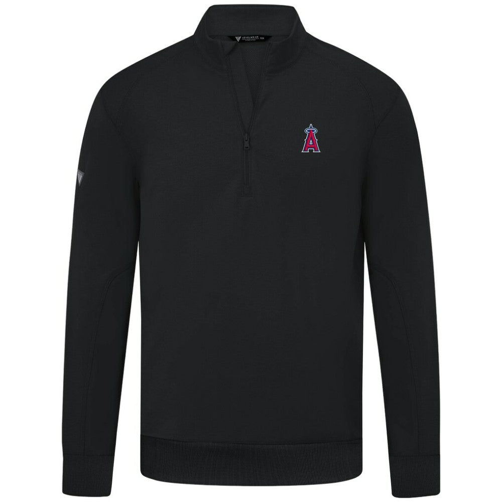 Los Angeles Angels Levelwear Upright Insignia Tri-Blend Quarter-Zip Pullover Black