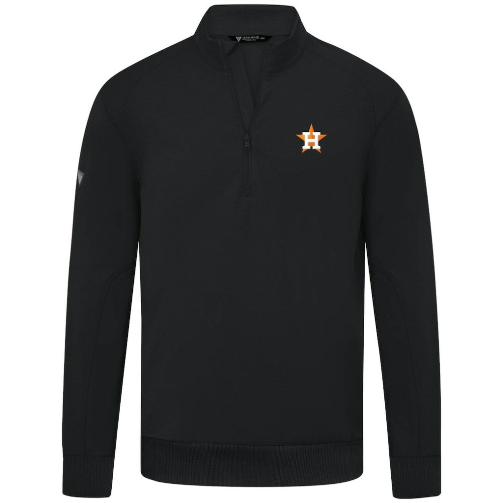 Houston Astros Levelwear Upright Insignia Tri-Blend Quarter-Zip Pullover Black