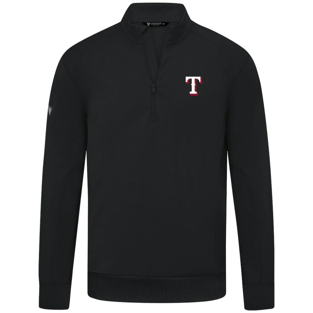 Texas Rangers Levelwear Upright Insignia Tri-Blend Quarter-Zip Pullover Black