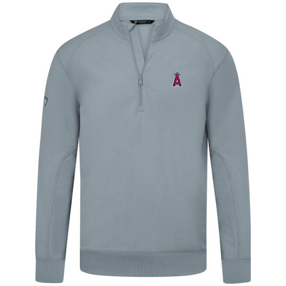 Los Angeles Angels Levelwear Upright Insignia Tri-Blend Quarter-Zip Pullover Gray