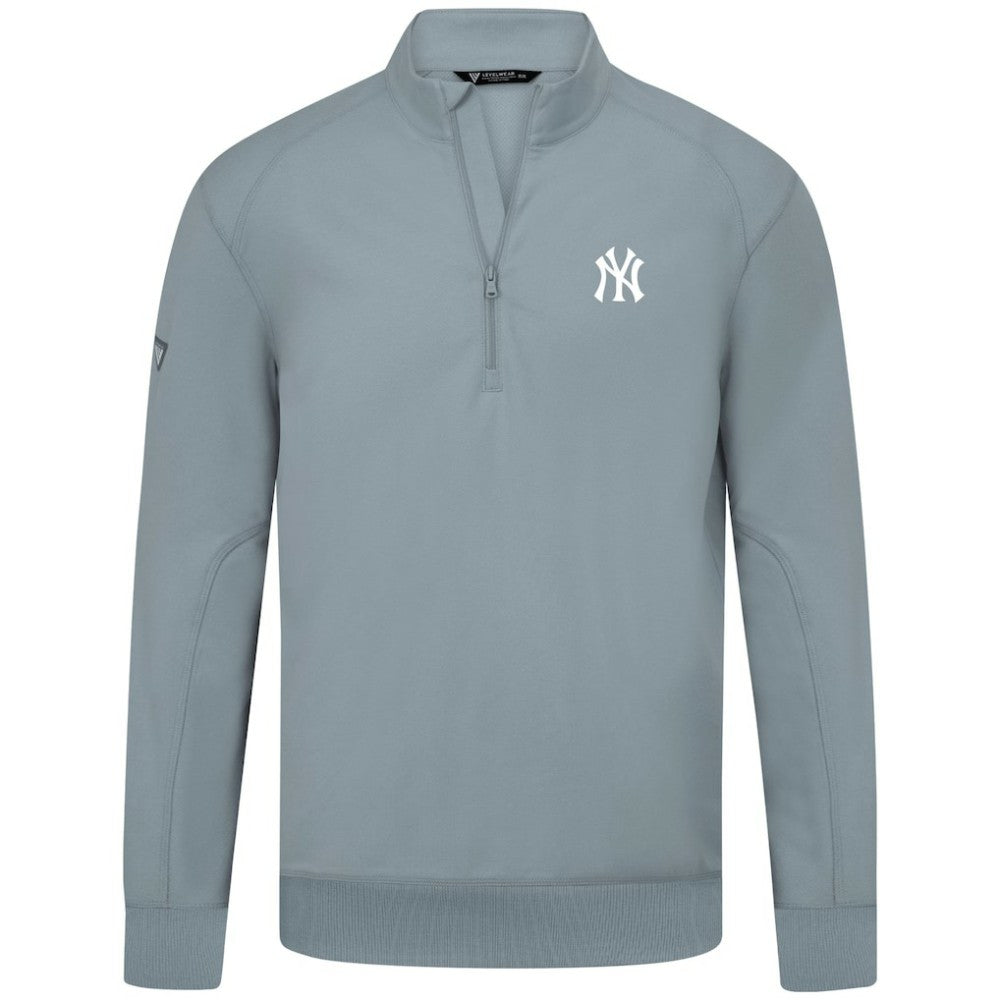 New York Yankees Levelwear Upright Insignia Tri-Blend Quarter-Zip Pullover Gray
