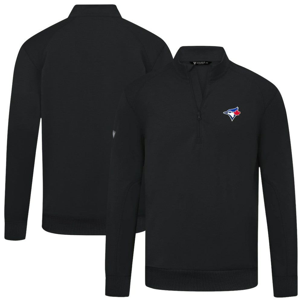 Toronto Blue Jays Levelwear Upright Insignia Tri-Blend Quarter-Zip Pullover Black