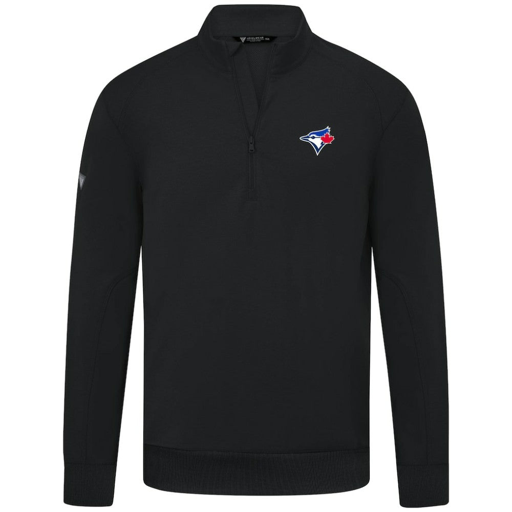 Toronto Blue Jays Levelwear Upright Insignia Tri-Blend Quarter-Zip Pullover Black