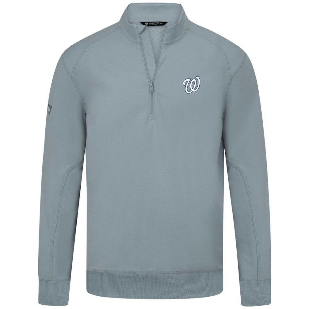 Washington Nationals Levelwear Upright Insignia Tri-Blend Quarter-Zip Pullover Gray