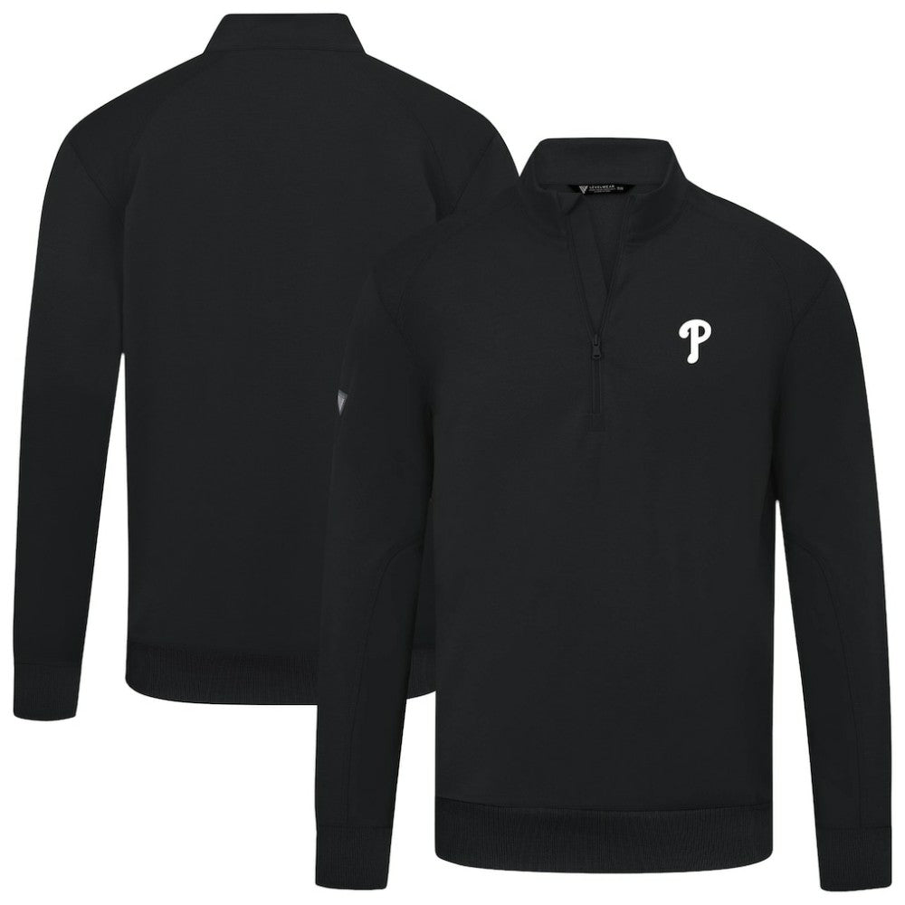 Philadelphia Phillies Levelwear Upright Insignia Tri-Blend Quarter-Zip Pullover Black