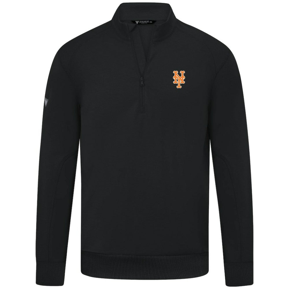 New York Mets Levelwear Upright Insignia Tri-Blend Quarter-Zip Pullover Black
