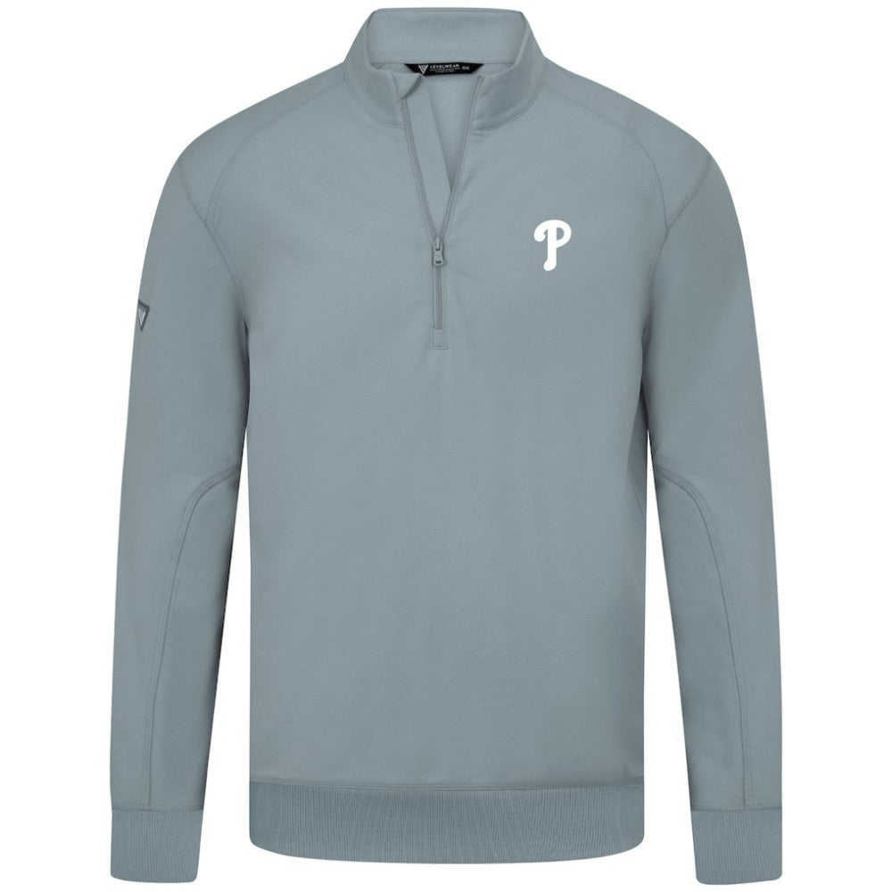 Philadelphia Phillies Levelwear Upright Insignia Tri-Blend Quarter-Zip Pullover Gray