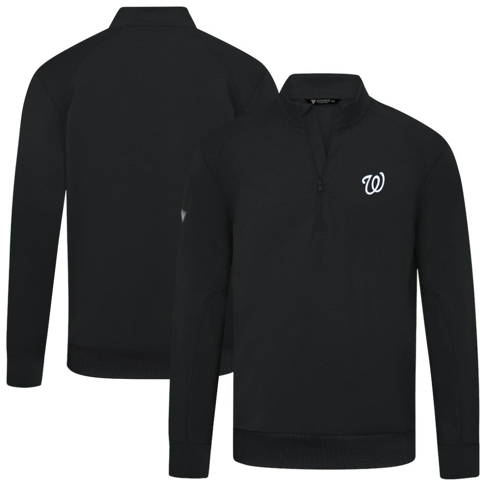 Washington Nationals Levelwear Upright Insignia Tri-Blend Quarter-Zip Pullover Black