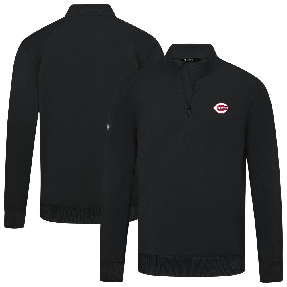 Cincinnati Reds Levelwear Upright Insignia Tri-Blend Quarter-Zip Pullover Black