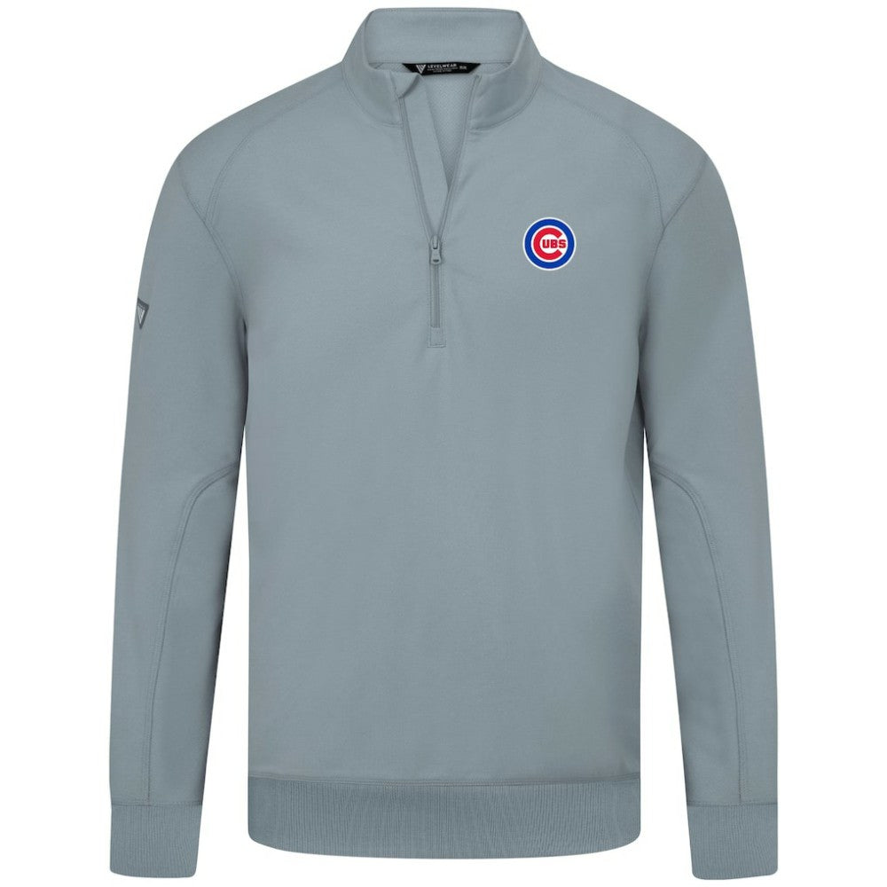 Chicago Cubs Levelwear Upright Insignia Tri-Blend Quarter-Zip Pullover Gray