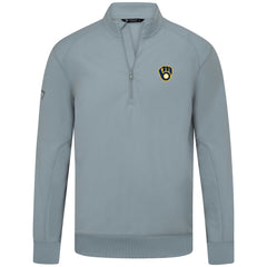 Milwaukee Brewers Levelwear Upright Insignia Tri-Blend Quarter-Zip Pullover Gray