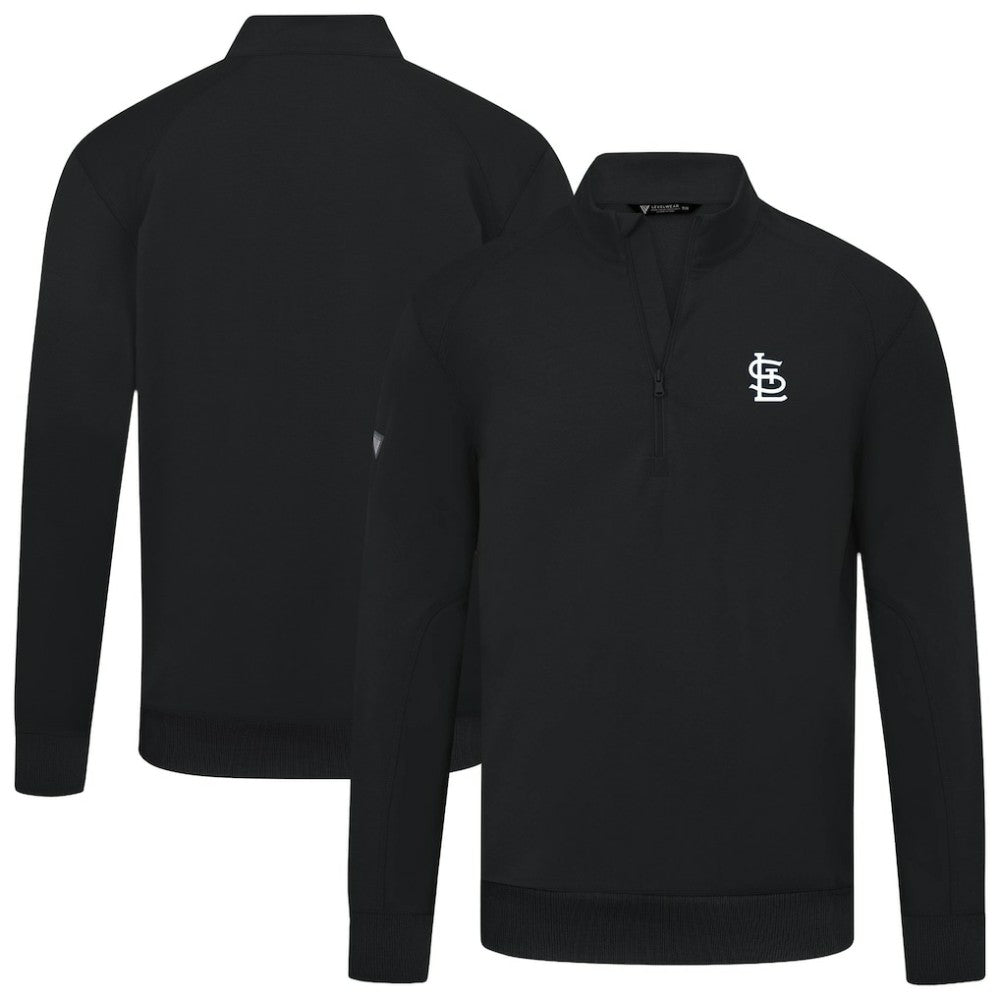 St. Louis Cardinals Levelwear Upright Insignia Tri-Blend Quarter-Zip Pullover Black