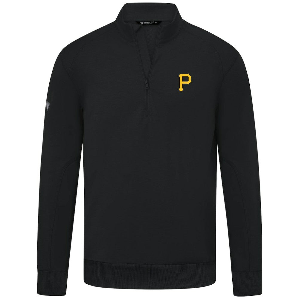 Pittsburgh Pirates Levelwear Upright Insignia Tri-Blend Quarter-Zip Pullover Black