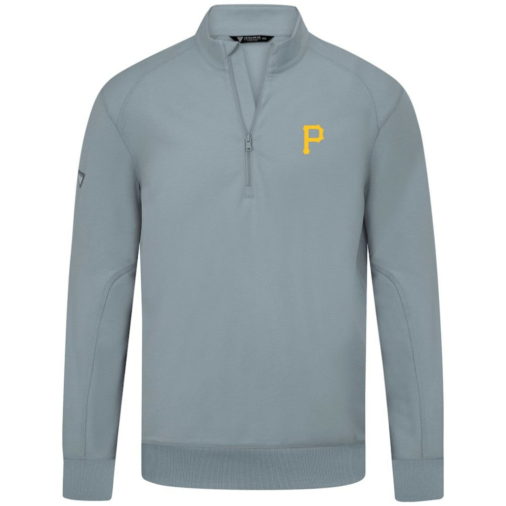 Pittsburgh Pirates Levelwear Upright Insignia Tri-Blend Quarter-Zip Pullover Gray